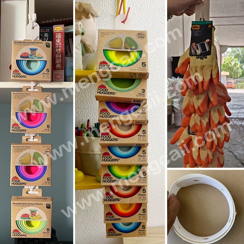 Supermarket retail paper hanging strips are eco-friendly and biodegradable FSC snack display hanging cardboard shelf hanging strips 12-hole small commodity display hanging strips