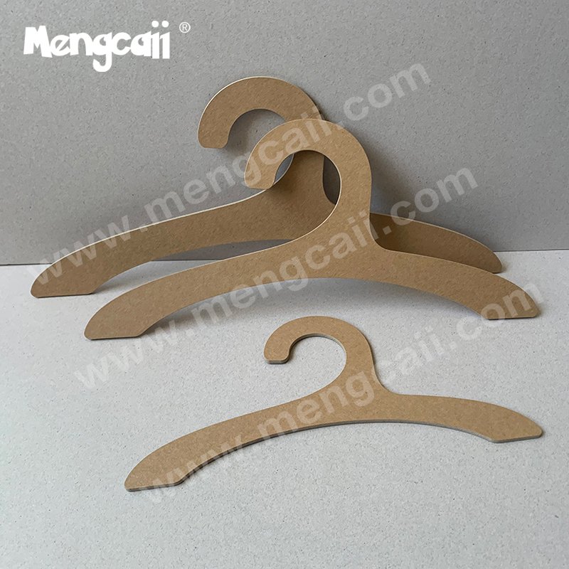 Mengcaii children's paper hangers are high-quality, sustainable, eco-friendly, fully recyclable and biodegradable fashion hangers made from high-pressure composite fiber paperboard.