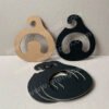 Scarf cardboard hooks made of renewable black cardboard, recyclable and completely degradable, suitable for hanging display of silk scarves and scarves